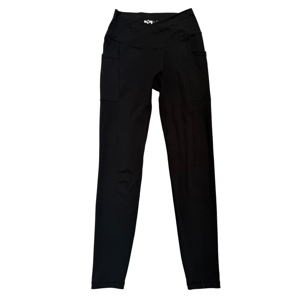 POPFLEX Magical Leggings Women M Black Crisscross High Waist Pockets 27" Inseam